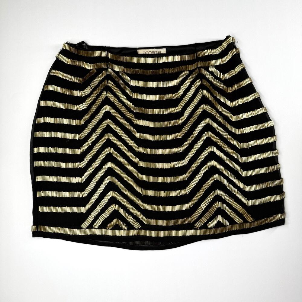 Vintage Y2k Arden B Gold Beaded Black Mini Skirt NWT Size Small $79 MSRP